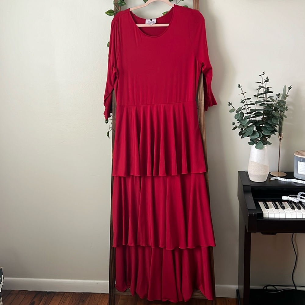 DAINTY JEWELLS Red L Tiered  maxi dress